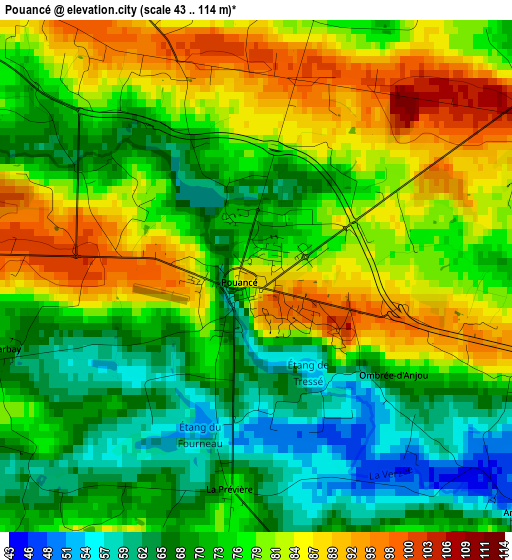Pouancé elevation map
