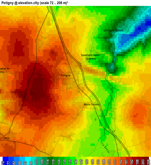 Potigny elevation map