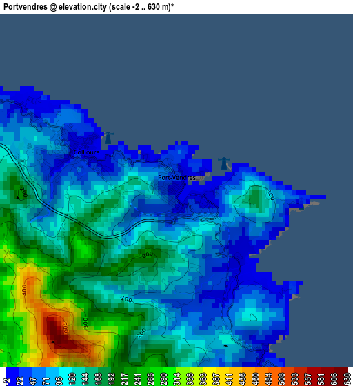 Portvendres elevation map