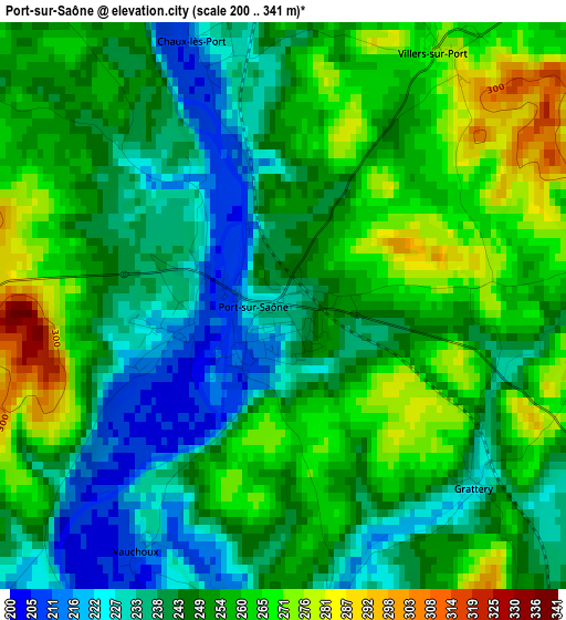 Port-sur-Saône elevation map