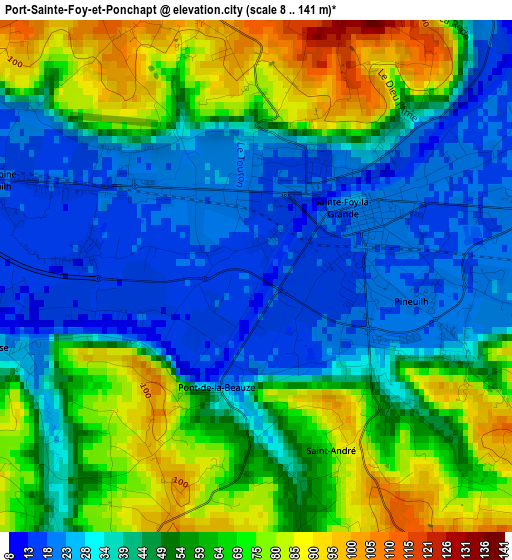 Port-Sainte-Foy-et-Ponchapt elevation map