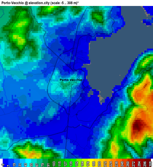 Porto-Vecchio elevation map