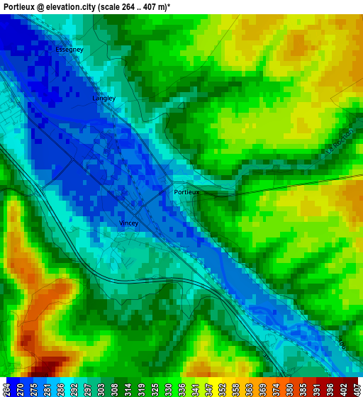 Portieux elevation map