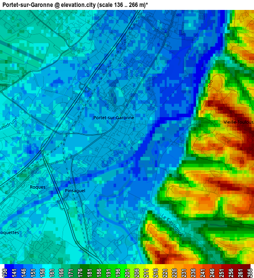 Portet-sur-Garonne elevation map
