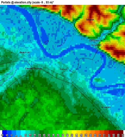 Portets elevation map