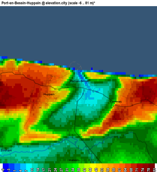 Port-en-Bessin-Huppain elevation map