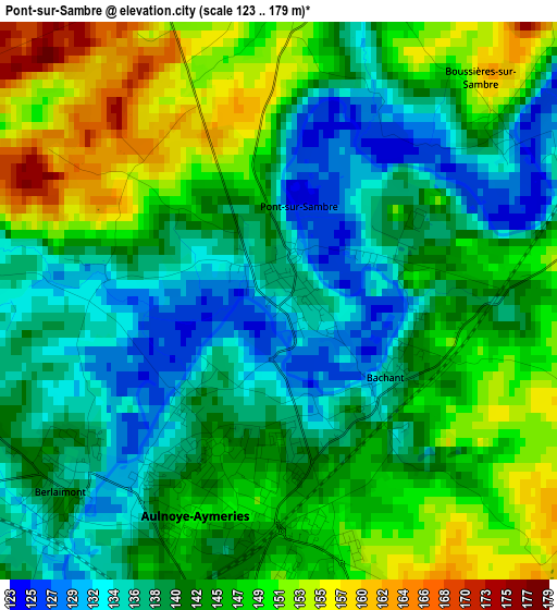 Pont-sur-Sambre elevation map