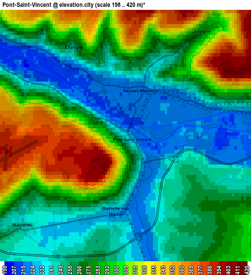 Pont-Saint-Vincent elevation map