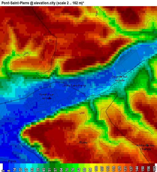 Pont-Saint-Pierre elevation map