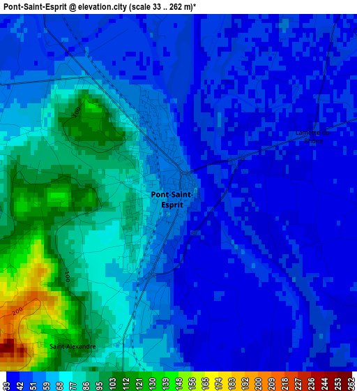 Pont-Saint-Esprit elevation map