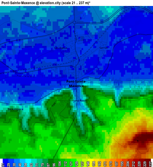 Pont-Sainte-Maxence elevation map