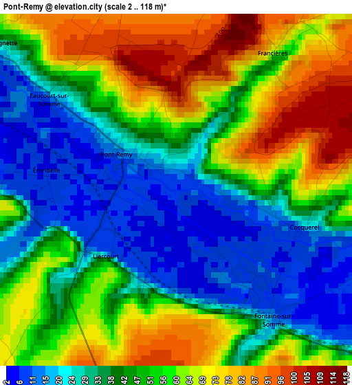 Pont-Remy elevation map