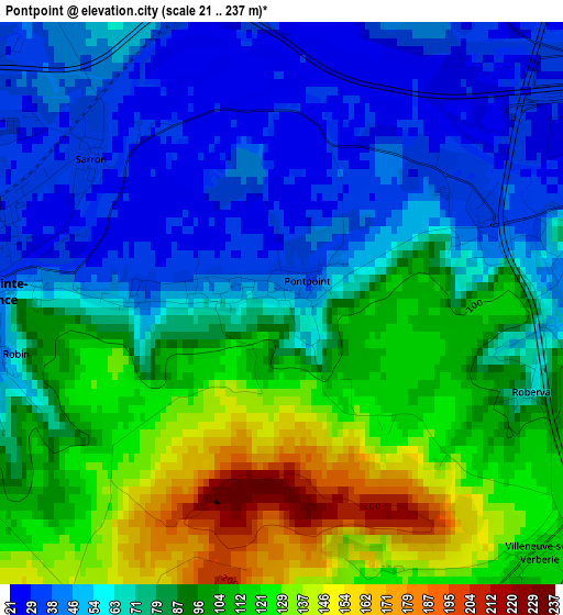 Pontpoint elevation map