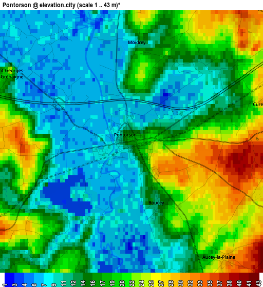 Pontorson elevation map