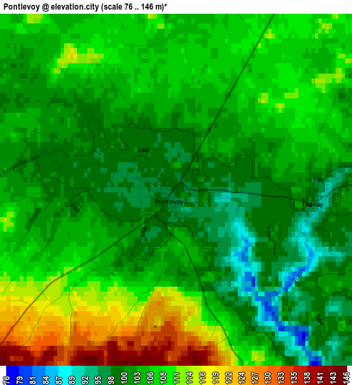 Pontlevoy elevation map