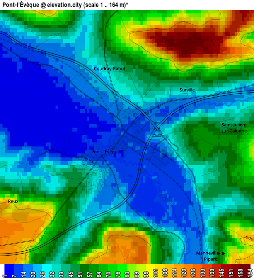 Pont-l’Évêque elevation map