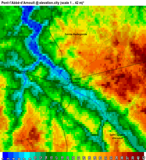 Pont-l’Abbé-d’Arnoult elevation map