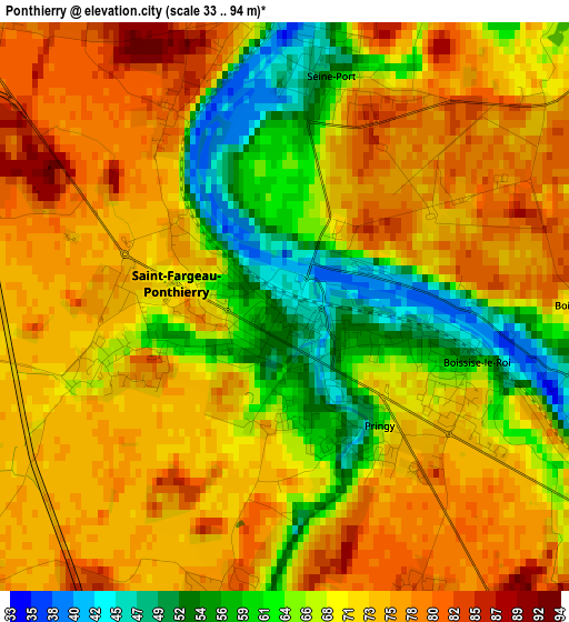 Ponthierry elevation map