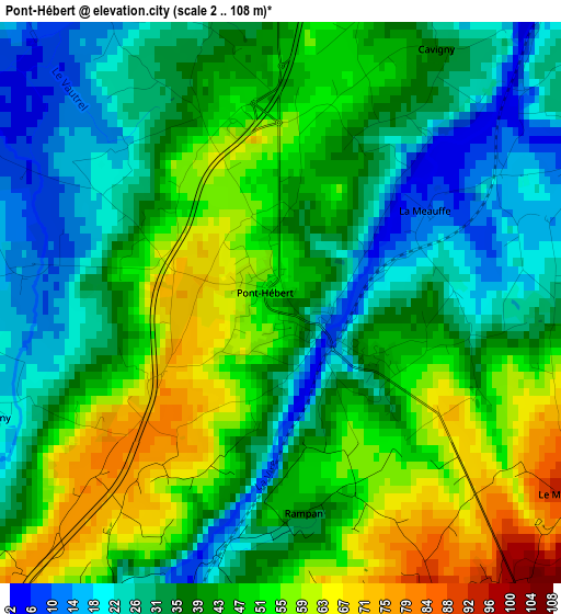 Pont-Hébert elevation map