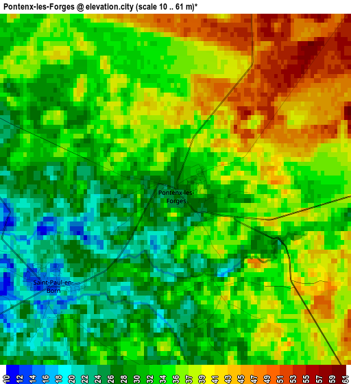 Pontenx-les-Forges elevation map