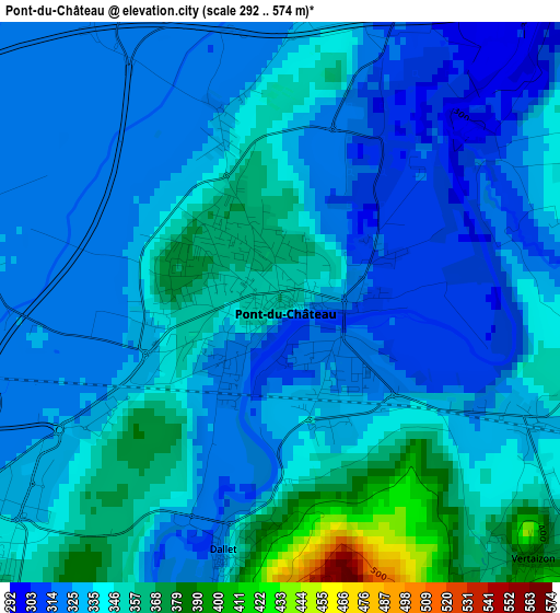 Pont-du-Château elevation map