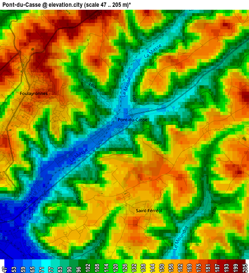 Pont-du-Casse elevation map