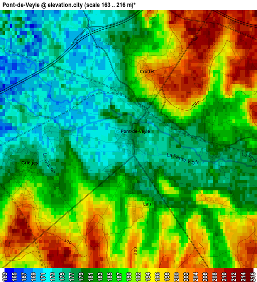 Pont-de-Veyle elevation map