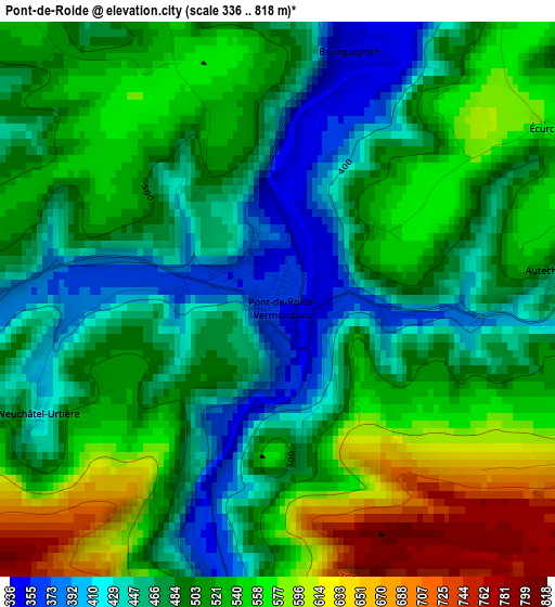 Pont-de-Roide elevation map