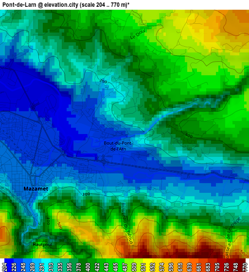 Pont-de-Larn elevation map