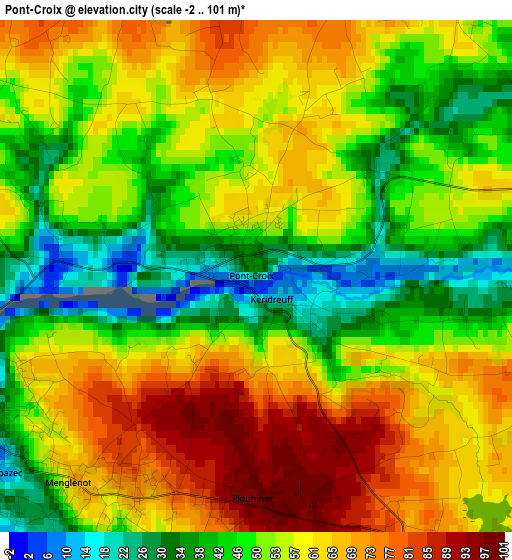 Pont-Croix elevation map