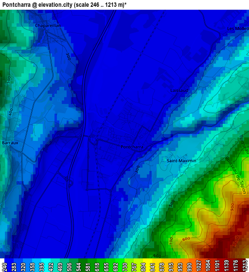 Pontcharra elevation map