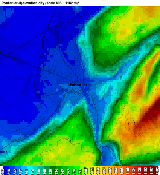Pontarlier elevation map