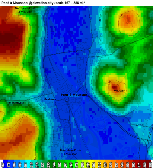 Pont-à-Mousson elevation map