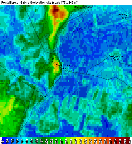 Pontailler-sur-Saône elevation map