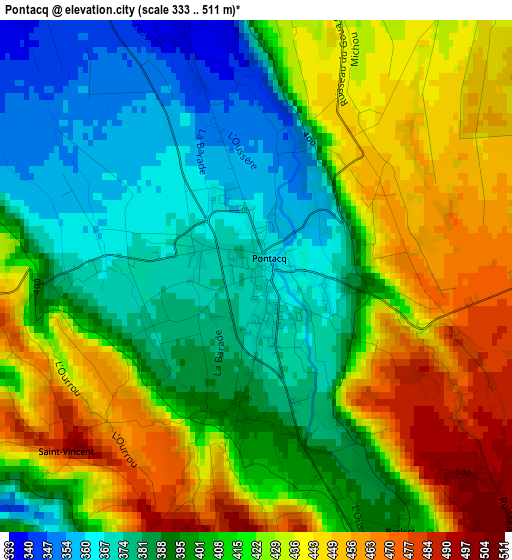 Pontacq elevation map