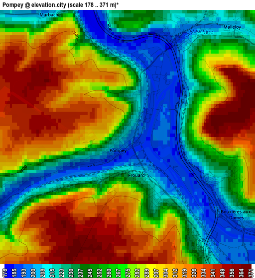 Pompey elevation map