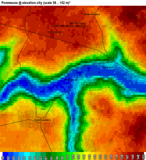 Pommeuse elevation map