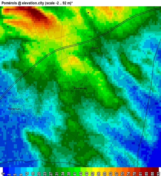 Pomérols elevation map