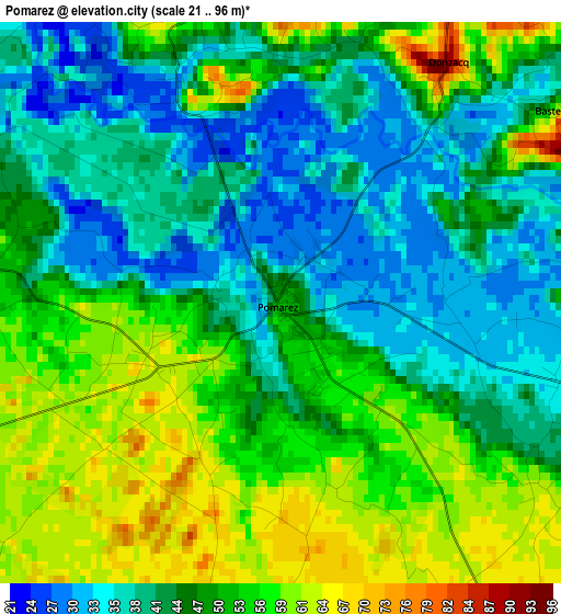 Pomarez elevation map