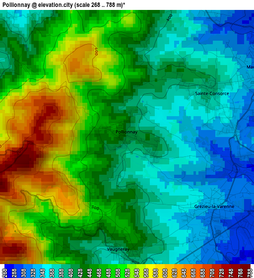 Pollionnay elevation map