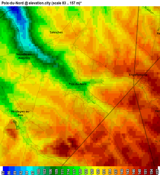 Poix-du-Nord elevation map