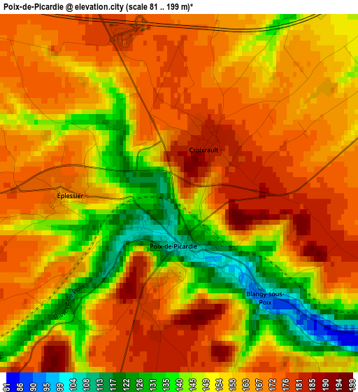 Poix-de-Picardie elevation map