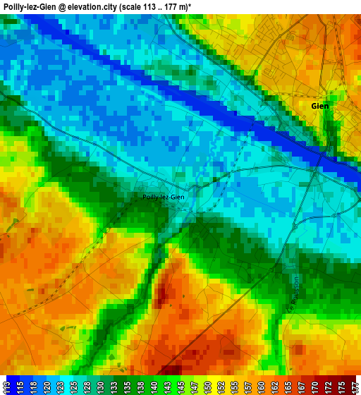 Poilly-lez-Gien elevation map