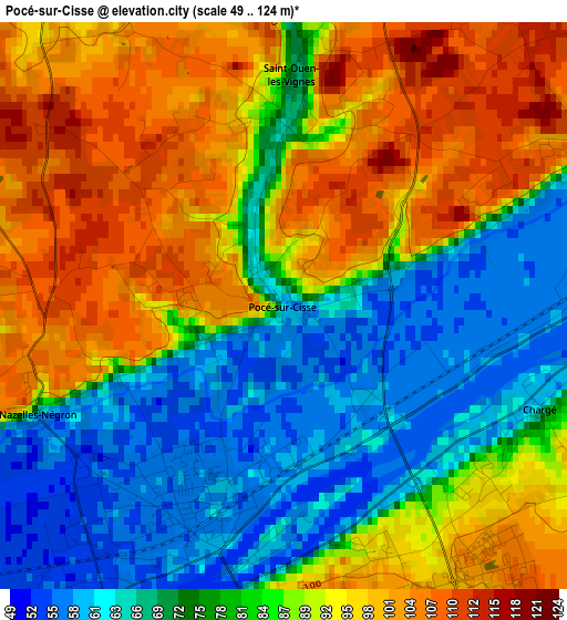 Pocé-sur-Cisse elevation map