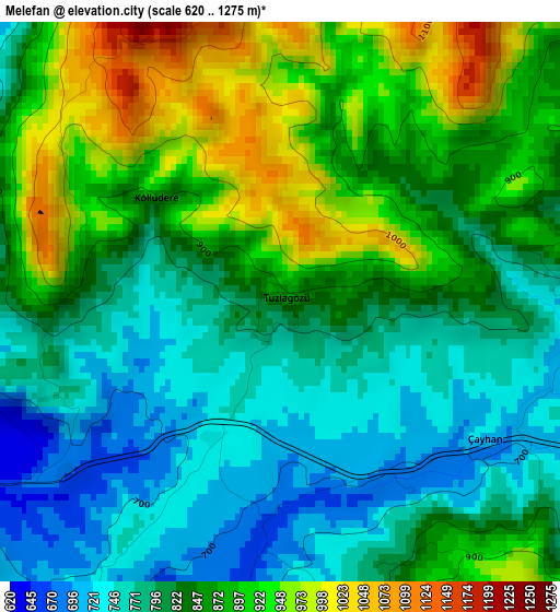 Melefan elevation map