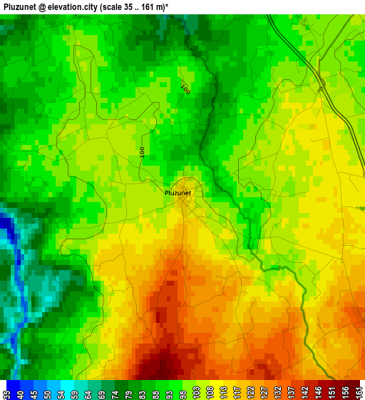 Pluzunet elevation map