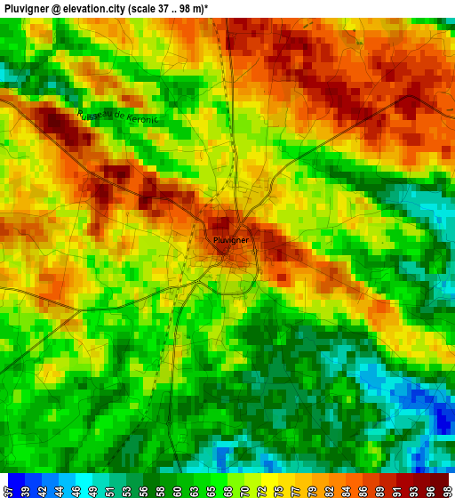 Pluvigner elevation map