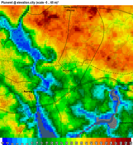 Pluneret elevation map