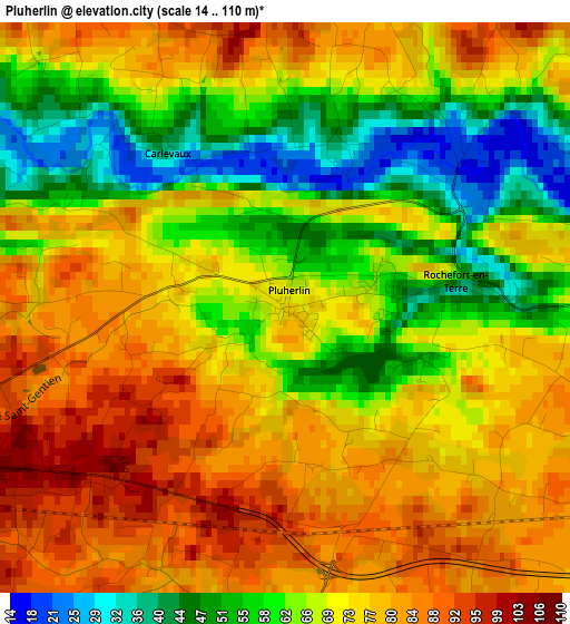 Pluherlin elevation map