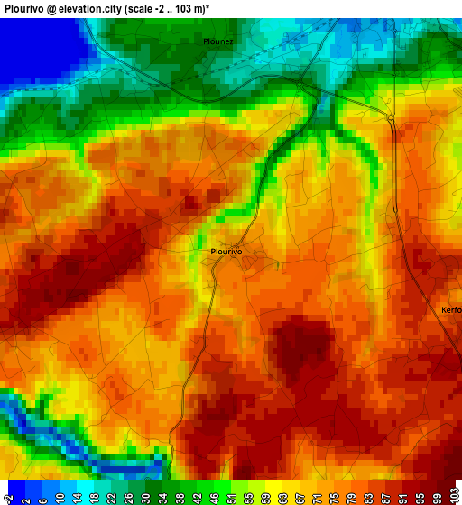 Plourivo elevation map